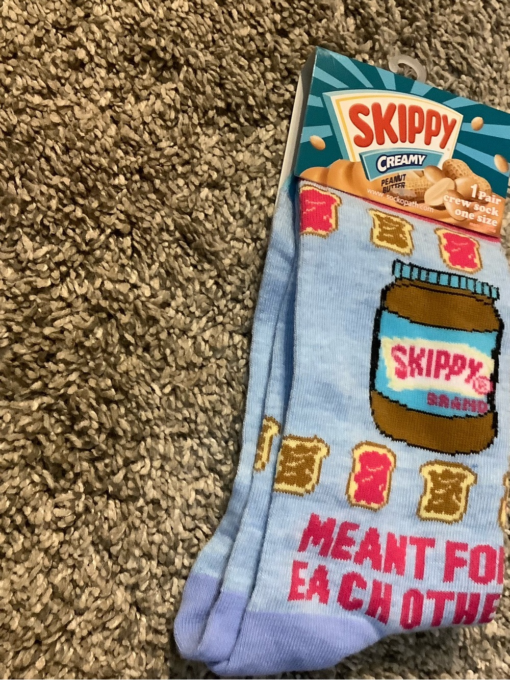 Light Blue Skippy Peanut Butter Crew Socks -